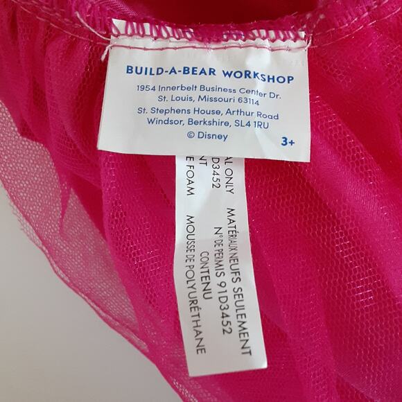 Build A Bear Disney Princess Aurora Satin Gown Pink Teddy Bear Dress Up Costume - Picture 4 of 5